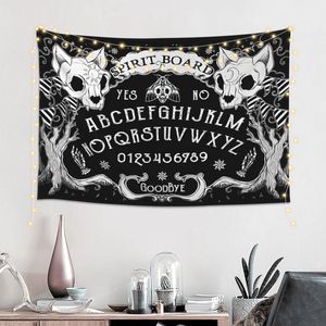 L'arazzo Skull Spirit Ouija Board Black ti mette in uno spazio energetico misterioso