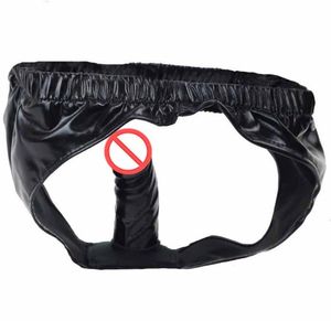 BDSM Toys Restraints Bondage Gear Sex Toys Pants With Anal Dildo Penis Plug Faux Leather Latex for Woman Men Masturbation Underwea1166679