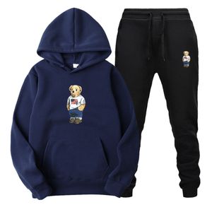 Mens Sweaters Polos Designer Hoodies Sweatpants Sweater Jacket Pulôver Cartoon Urso Redondo Pescoço Algodão Inverno Longsleeved Novo Casual Impresso Hoodie Terno