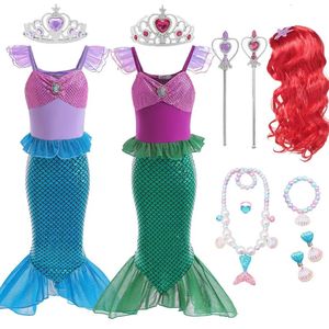 Little Mermaid Girls Halloween Costume Fancy Carnival Easter Party Kids Cosplay Dress za 240109