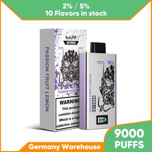 Fabrikpreis Einweg-Vape 9k Puffs 14 ml 500 mAh wiederaufladbare Batterie E-Zigarette 10 Geschmacksrichtungen Mesh Coil Schnelle Lieferung LED Smart Light