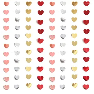 Parti dekorasyonu 2m aşk kağıt çelenk Sevgililer Günü Kalp Şeklinde Süsler Kolye Düğün Doğum