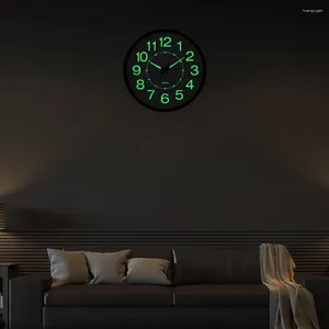 Zegar ścienny 12-calowe zaokrąglenia blask w ciemnym czasie nie niszczące energetycznych cyfrów do sypialni kuchennych biuro