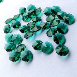 Lustre de cristal 100 pçs/lote 14mm zircão verde octogonal contas um buraco para lustres diy cortinas acessórios suncatcher fazendo peças