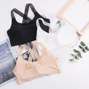 Camisoles tanques de renda regata sexy alças cruzadas sutiã esportivo à prova de choque respirável fitness correndo ginásio colete lingerie de seda gelo