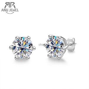 Stud AnuJewel 4/2/1ct Total Moissanite Stud Earrings 925 Sterling Silver Certificate Moissanite Earrings Jewelry Making Supplies YQ240110