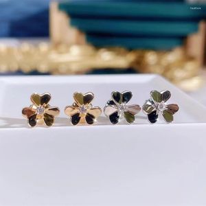 Stud Küpe Klasik Marka 925 Sterling Silver Mini Yonca Kadın Parti Moda Takı Lüks Hediyeler