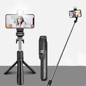 Monopods kablosuz selfie sopa bluetooth mini tripod genişletilebilir monopod, iOS android telefon için dolgu ışığı uzaktan deklanşör telefonu