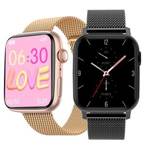 Watches 2022 New Smartwatch rostfritt stål Band Smart Watch Men's Women Fitness Armband Bluetooth Calls Trådlös laddning 44mm rem