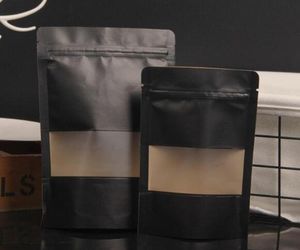 Black Kraft Paper Frosted Window Bag Stand up Snack Cookie Coffee Packaging Bag Xmas Paper Gift Pouch8686714