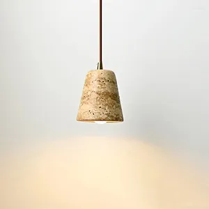 Lâmpadas pendentes vendendo buquê de mármore amarelo lâmpada pendente wabi sabi japão lustre de cabeceira el restaurante nórdico travertino droplight