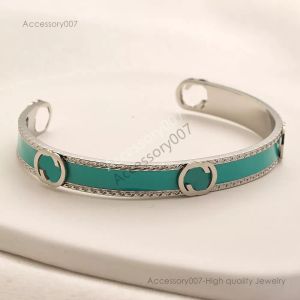 designer jewelry bracelet Never Fade Bracelets Women Bangle Designer Luxury Jewelry Stamp Green Enamel Silver Plated Stainless steel Bracelet