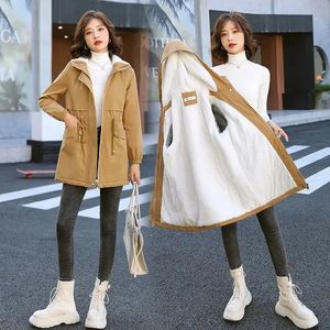 Herbst Winter Damen Jacken Koreanische Mit Kapuze Windjacke Weibliche Fleece Warme Dicke Baumwolle Gefütterte Mantel Frauen Parkas Oberbekleidung 240110