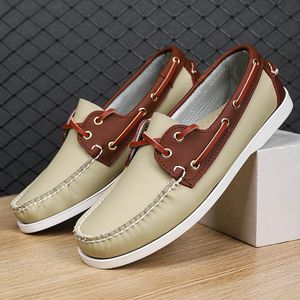 Gai gai gai marca masculina leve respirável sapato de barco para homens sapatos casuais tênis de alta qualidade rendas mocassins de couro 240109