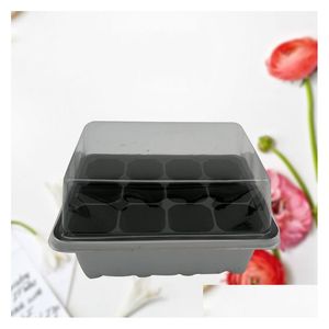 Plantadores Potes Plástico Berçário Pot Planta Germinação Crescer Caixa 12 Célula Preto Bandeja de Propagação Jardim Suprimentos de Alta Qualidade Drop Deli DH04T