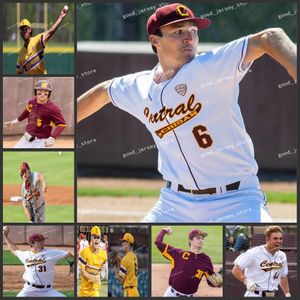 Jakob Marsee Central Michigan Chippeera camisa de beisebol Zach Gilles Andrew Taylor Jordan Patty Justin Simpson Robby Morgan Danny Wuestenfeld Chippeera bom