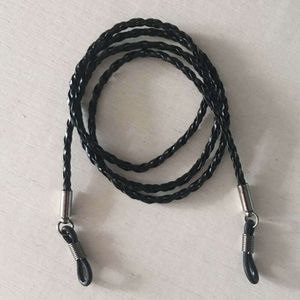 Correia de couro óculos corda titular corrente colar óculos cordão cordão retentor de óculos para homens mulheres crianças (preto)