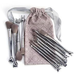 Pinsel Professionelles Make-up-Pinsel-Set, Direktverkauf ab Werk, 12 süße Haustiere mit Samtbeutel, Beauty-Tools, heißer Verkauf, Make-up-Pinsel-Set im Großhandel