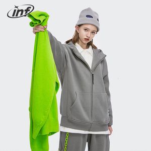 Inflação casual zip up hoodies homens inverno grosso velo suor jaqueta unisex combinando moletom com capuz casal 240109