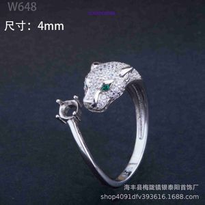 Carter Rings Women's Fashion ring The new S925 silver holder is not inlaid with jadeite micro material simple female egg face opening fox empty With Original Box