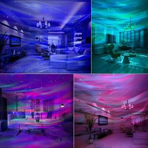 Transforme sua casa em uma noite estrelada mágica com esta luz de projeção USB automática, controle remoto e rotação ativa de som RGB/LED com padrão de água Aurora!