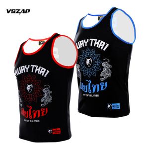 VSZAP Twin Tigers Training Tank Top MMA Sports Short Sleeve Men's Fitness Elastic Muay Thai T-shirt Fighting Quick Dry Sports Fishing Outdoor