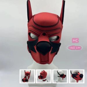 Costumi cosplay di cuccioli di moda con maschera a cappuccio staccabile a testa intera rossa nera per bondage fetish BDSM giocattoli sessuali striscianti 240109