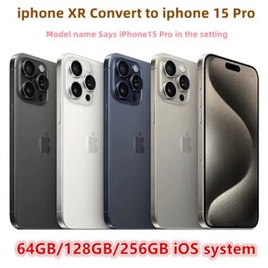 Original Unlocked iPhone XR Konvertera till iPhone 15 Pro -mobiltelefon med 15 Pro Camera -utseende 3G RAM 64 GB 128 GB 256 GB ROM Mobiltelefon
