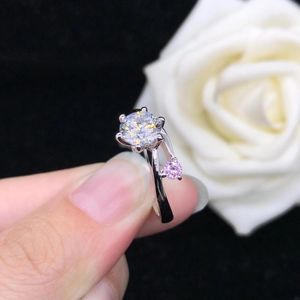 Cluster Rings Beauty 1Ct Round Cut Diamond Ring Engagement Women Jewelry Solid Platinum 950 R077