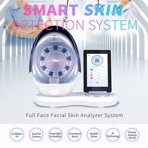 Högdefinition 12 miljoner pixlar 10 Ansiktsanalys 3D Imaging Skin Health Detection Magic Mirror RGB+UV+PL Lights Skin Analyzer