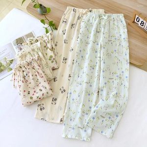 Kadınlar Moda Baskılı Pijama Pantolon Kadınlar İçin İlkbahar ve Sonbahar Çok Renkleri Pamuklu İnce Gevşek Drawstring Homewear Pijama