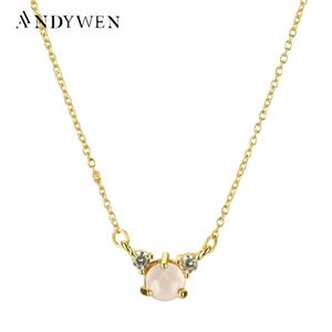 Collane Andywen 925 Sterling Silver Gold Zircone Charm Queen Pendant Bouble Layer Moon e CZ Necklace 2021 Crystal Women Jewelry