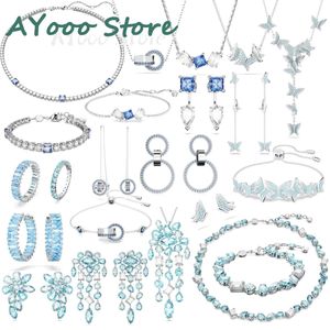 Sets Gema 2023 New Trendy Necklace Earrings Bracelet Fine Jewelry Set Charms Water Drop Candy Crystal Collection Romantic Gift