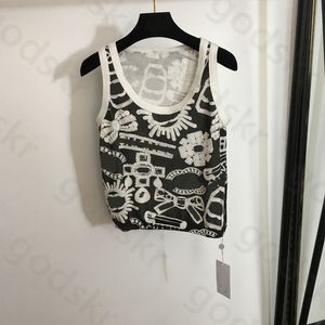 Vintage Print Knitted Camisole Womens Designer Clothing Tees Women Sexy Crop Top Summer Fashion Sport Bra Yoga Tops