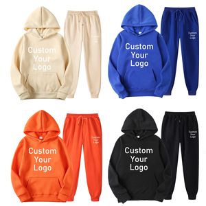 Make Your Design Text Custom Hoodies Set Män Kvinnor Tryckt Original Design Högkvalitativa gåvor Sweatshirts och Sweatpants 240109