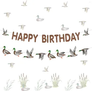 Party-Dekoration, Stockente, Ente, alles Gute zum Geburtstag, Banner, Girlande, Wimpelkette, rustikale Jagd, Bday-Feier, Zubehör für 1, 2, 3, 4 Jahre alte Jungen