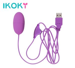 Ikoky mini kule vibrator hastighet justerbar USB vibromasseur sexleksaker för kvinnor kraftfulla vibrerande äggklitorisstimulator C1812267043096