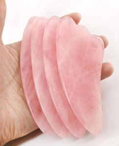 quality Rose Quartz pink Jade Guasha Board Natural Stone Scraper Chinese Gua Sha pad3766137