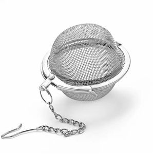 Tea Strainers 304 Stainless Steel Strainer Pot Infuser Mesh Filter Ball With Chain Maker Tools Drinkware 4.5Cm/7Cm/9Cm Drop Delivery Dhhu0