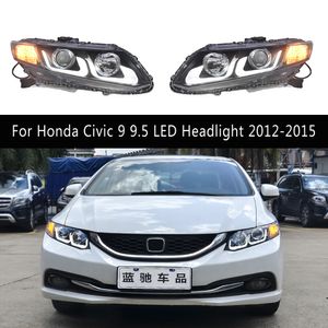 Car Accessories Front Lamp DRL Daytime Running Light Streamer Turn Signal Indicator Lighting For Honda Civic 9 9.5 LED Headlight 12-15