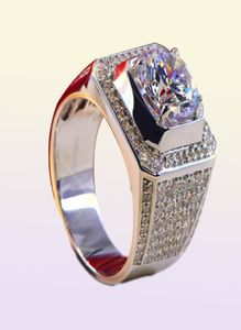 3CT Katı 925 Sterling Gümüş Evlilik Yıldönümü Moissanite Sona Diamond Ring Nişan Band Moda Mücevher Erkek Kadın Hediye Drop7736527