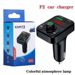 Carregadores de carro F2 FM Transmissor BT5.0 Dual USB Carregamento rápido PD Type C Portas Receptor de áudio viva-voz Auto MP3 Player para carregador de iPhone 15 14 Pro Max Samsung MQ100