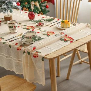 Toalha de mesa de natal moderna bordada renda sala de estar cozinha retangular antiderrapante capa decorativa tapetes