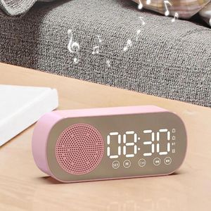 Table Clocks Wireless Bluetooth-Compatible Speaker Soundbar FM Radio Clock Dual Alarm Portable Audio 1200mAh Desktop USB Rechargeable