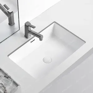 Rubinetti per lavabo da bagno Piatto quadrato Approfondimento Lavabo da incasso Lavabo singolo da incasso in ceramica Balcone