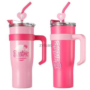 Vattenflaska 1600 ml Barbie Thermos Bottle Kawaii Girls Stora kapacitet Rostfritt stål Sport Straw Water Cup Coffee Kettle Valentine Day Gift YQ240110