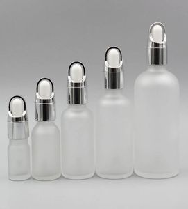 Frascos conta-gotas de óleo essencial fosco de vidro transparente 5 10 15 ml com conta-gotas 20 30 50ml recipiente cosmético de essência líquida s7489184