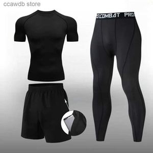 Männer Trainingsanzüge Männer Kompression Workout Set 3 PCS Workout Kleidung Outfit Fitness Bekleidung Gym Outdoor Lauf Kleidung für Gym T240110