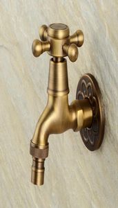 Antique Brass Bathroom Faucet Vintage Utility Faucet Single Handle Single Hole Cold Water Taps Wall Mounted3531531