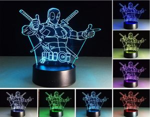 Mode 3D Marvel Antihero Deadpool Action Figure Led Illusion Night Light Rgb Mood Living Bedroom Laberadske HomeParty Lamp Hol1340234